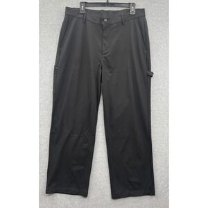 Fabletics Men Black Utility Cargo Pants Flex Size 36x32 Lightweight Straight Leg